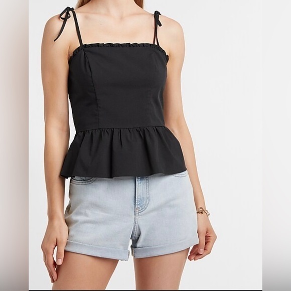 Express Women's NWT Fitted Tie Strap Peplum Cami. ‎ Pink.  Size Large. - Picture 4 of 5